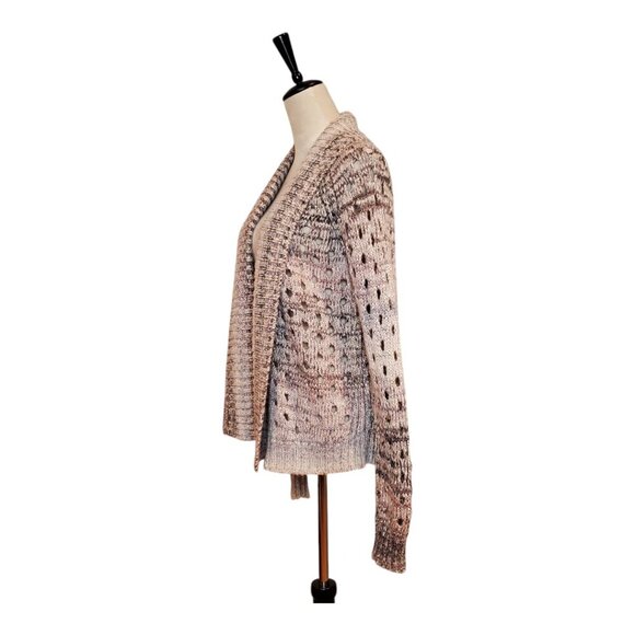 AMERICAN EAGLE SZ M Open Weave, Open Front Metallic Purple Gray Cardigan Sweater - Picture 3 of 7